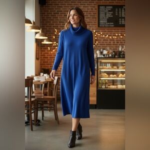 Nine West Elegant Blue Long Sleeve Dress